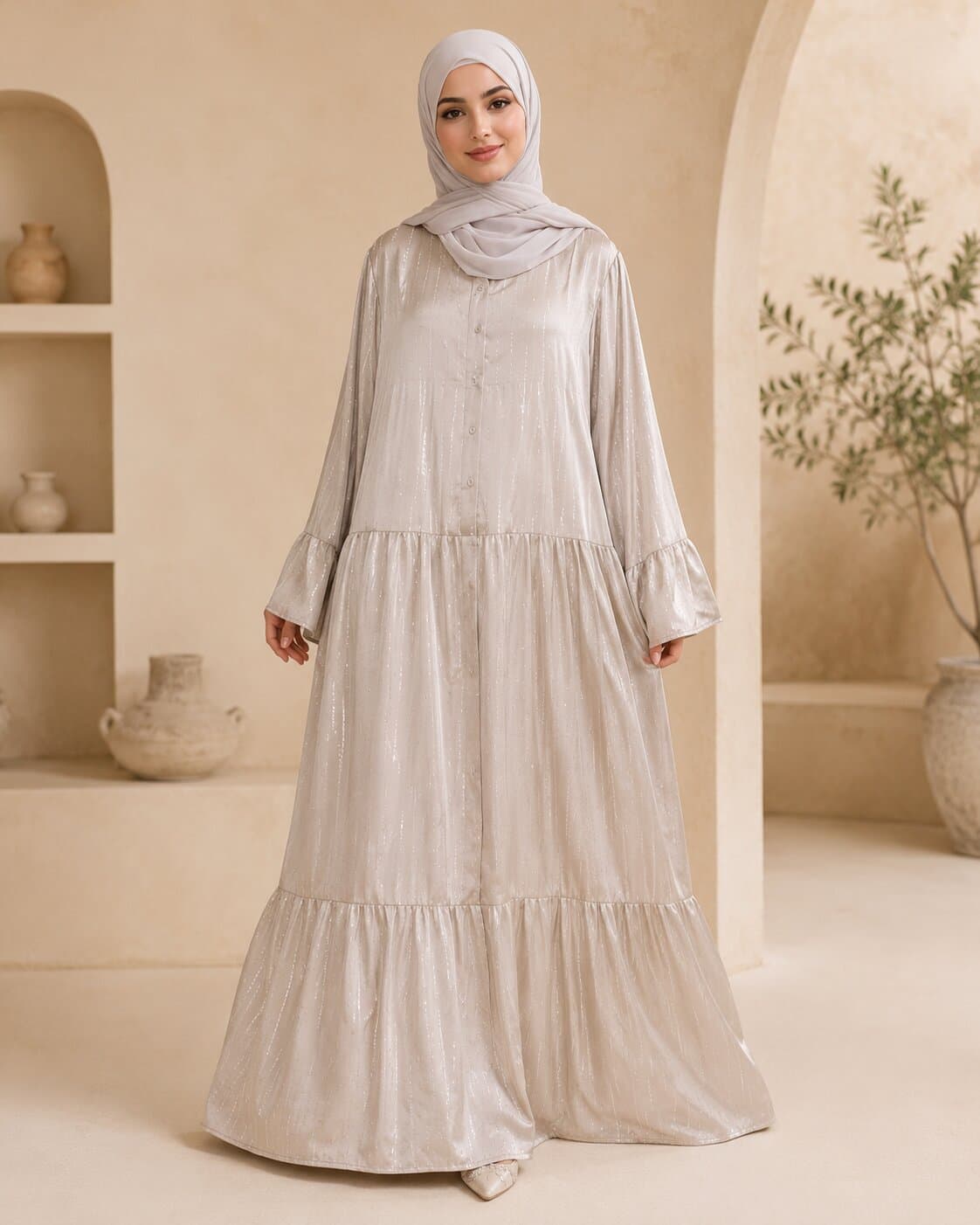 Blouse en satin à manches larges